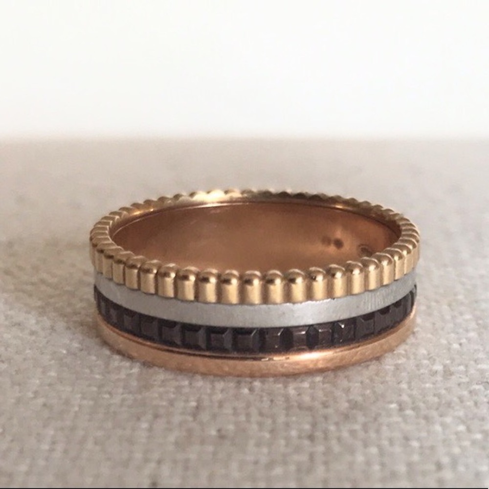 /BOUCHERON QUATRE CLASSIC RING. Sz 8-9. Authentic. 18k pink, yellow, white